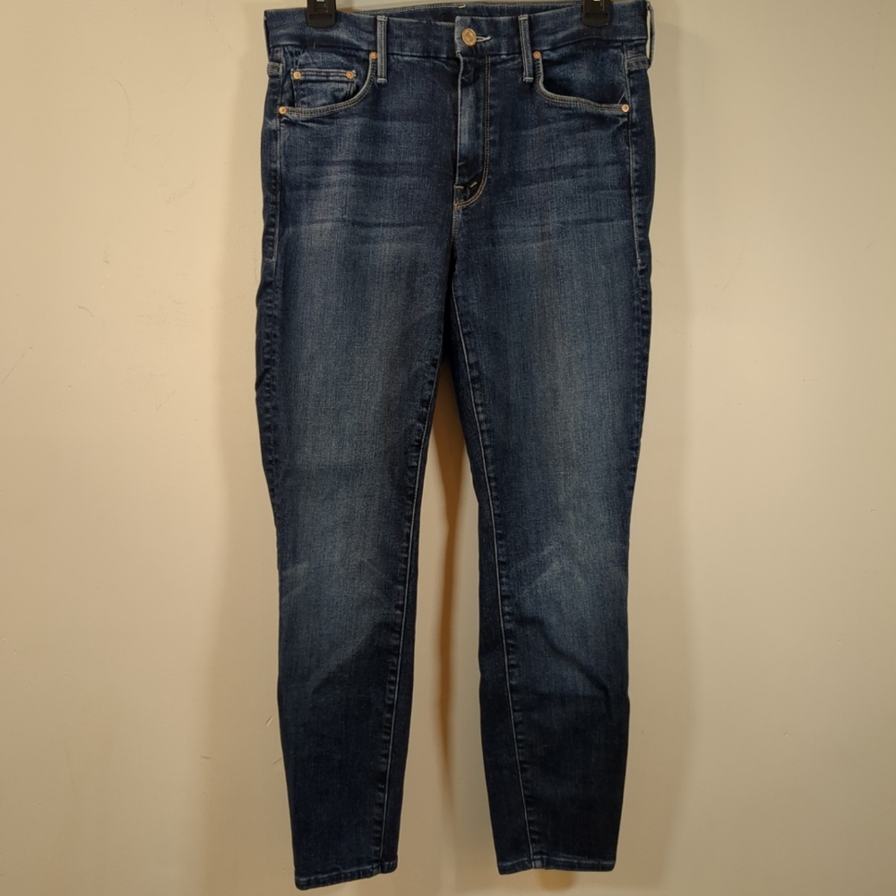 MOTHER Women's Dark Blue Ankle Crop Jeans